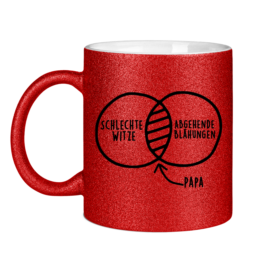 Papa schlechte Witze abgehende Blähungen - Glitzertasse Red Glitter One size