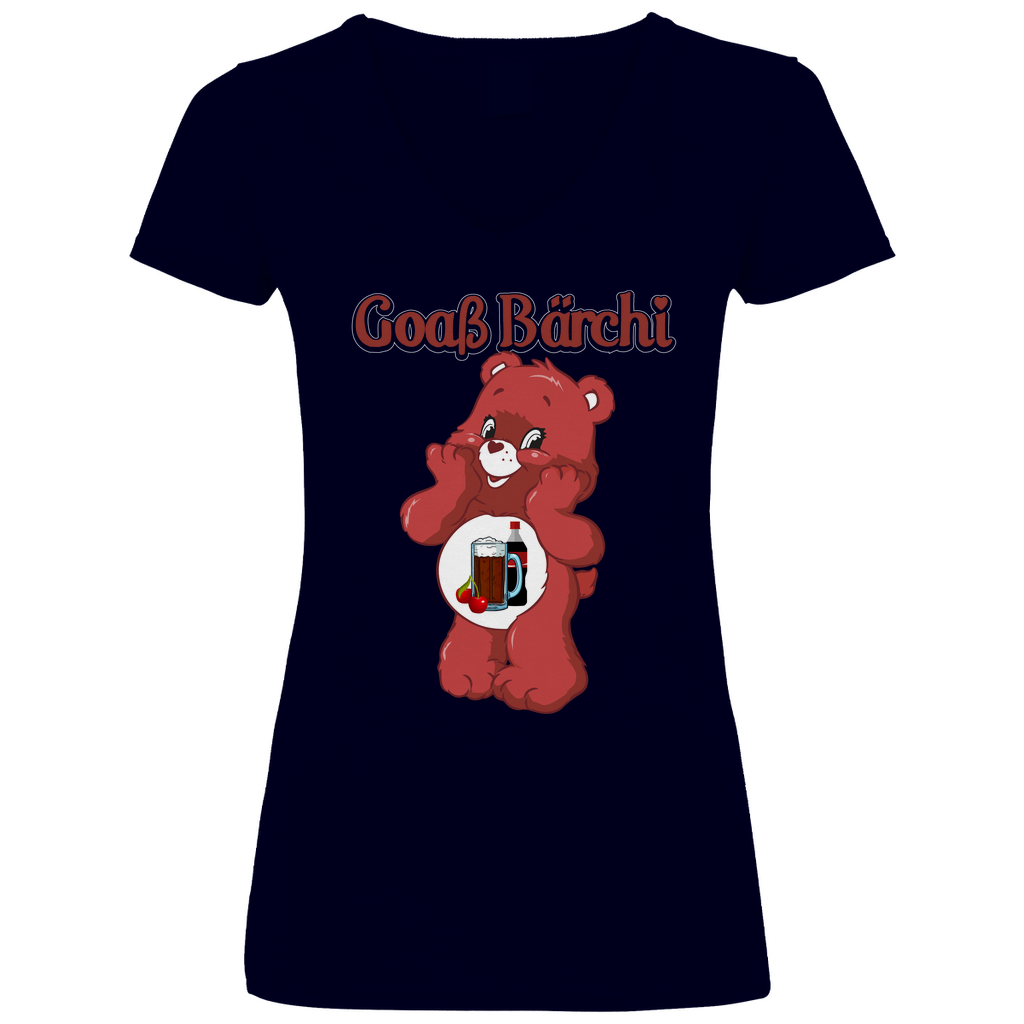 Goaß Bärchi - Glücksbärchi - V-Neck Damenshirt Deep Navy