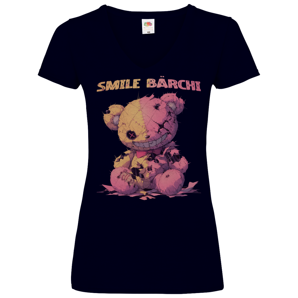 Smile Bärchi - V-Neck Damenshirt Deep Navy