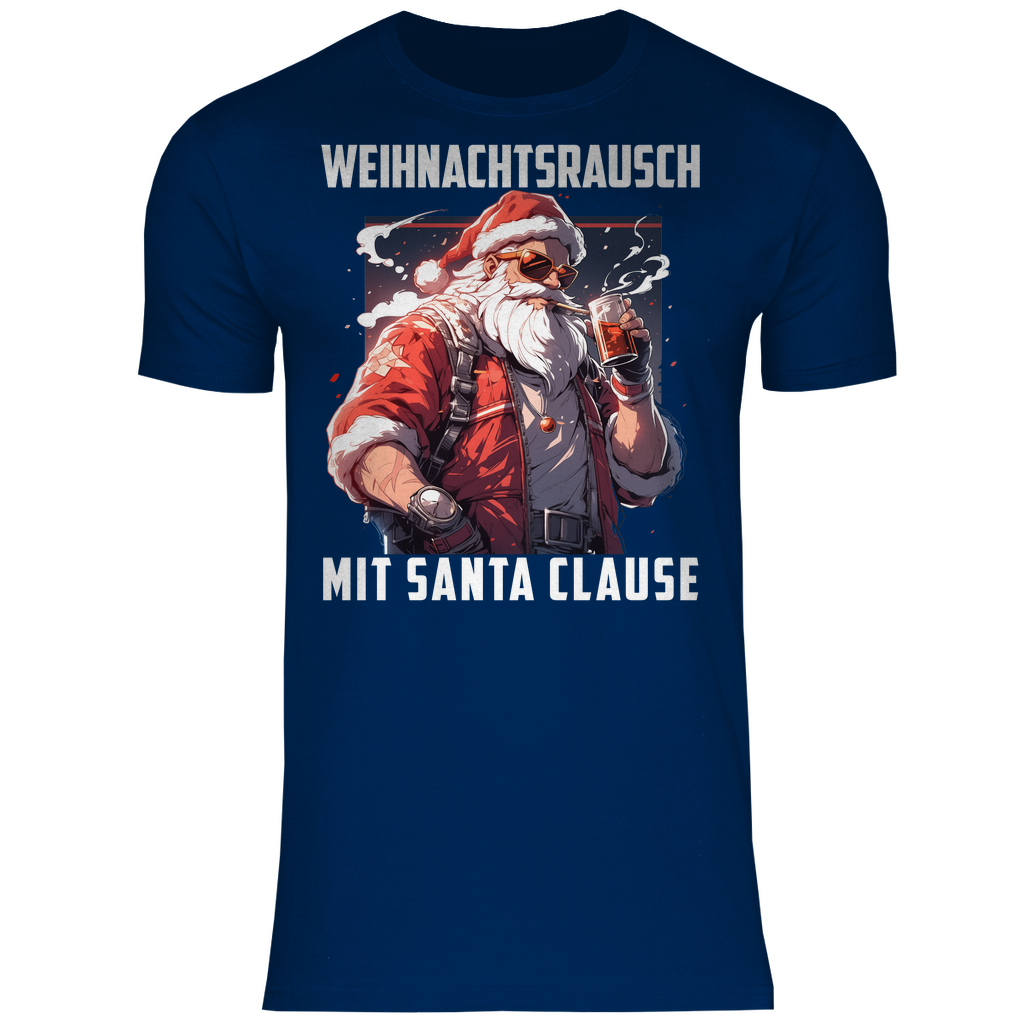 Weihnachtsrausch mit Santa Clause - Herren Shirt Navy
