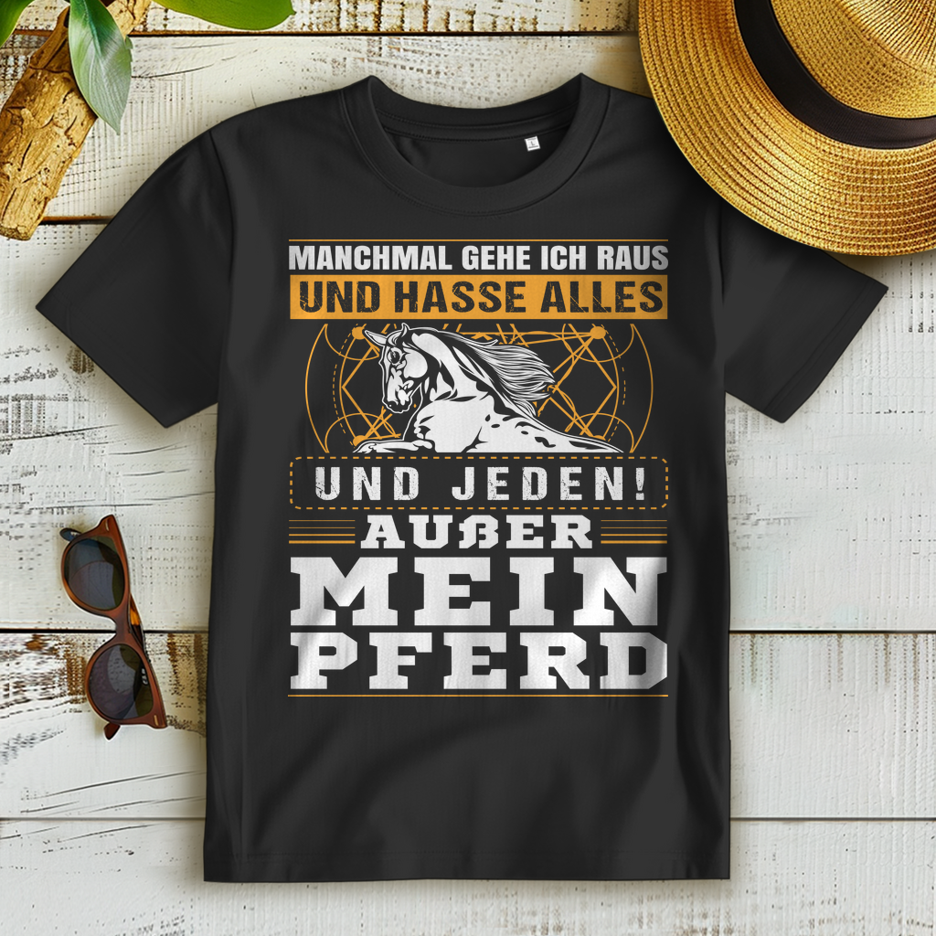 Reiterin Spruch Shirt Damen – Ich hasse alles und jeden außer mein Pferd T-Shirt