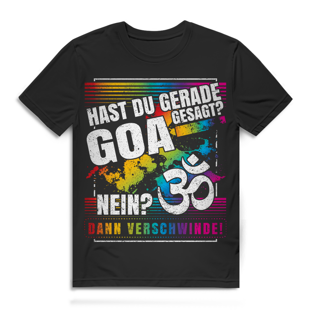 Rave Shirt Goa Style Herren – Hast du Goa gesagt? Festival OM Shirt bunt Black