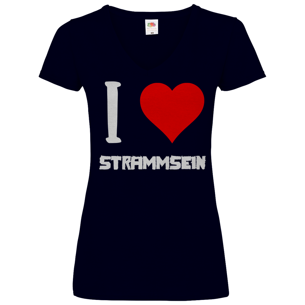 I love Strammsein - V-Neck Damenshirt Deep Navy