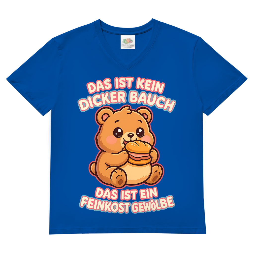Herren V-Neck T-Shirt Das Ist Kein Dicker Bauch Das Ist Ein Feinkost Gewölbe Teddybär Royal Blue