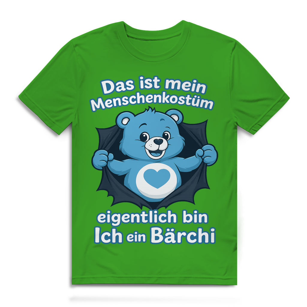 Herren Premium Bio T-Shirt Menschenkostüm eigentlich bin ich ein Bärchi Real Green