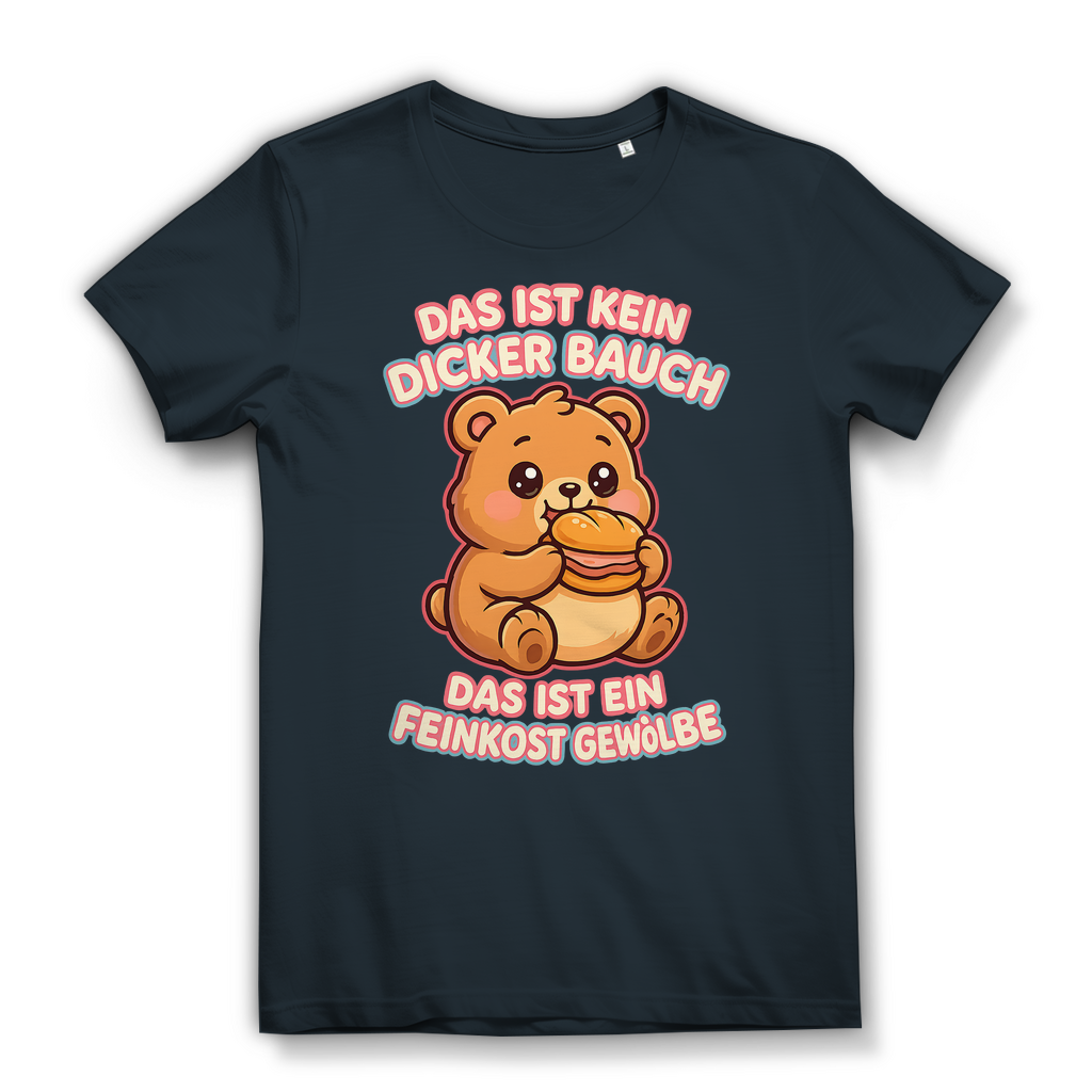 Damen Premium Bio T-Shirt Das Ist Kein Dicker Bauch Das Ist Ein Feinkost Gewölbe Teddybär Dark Grey