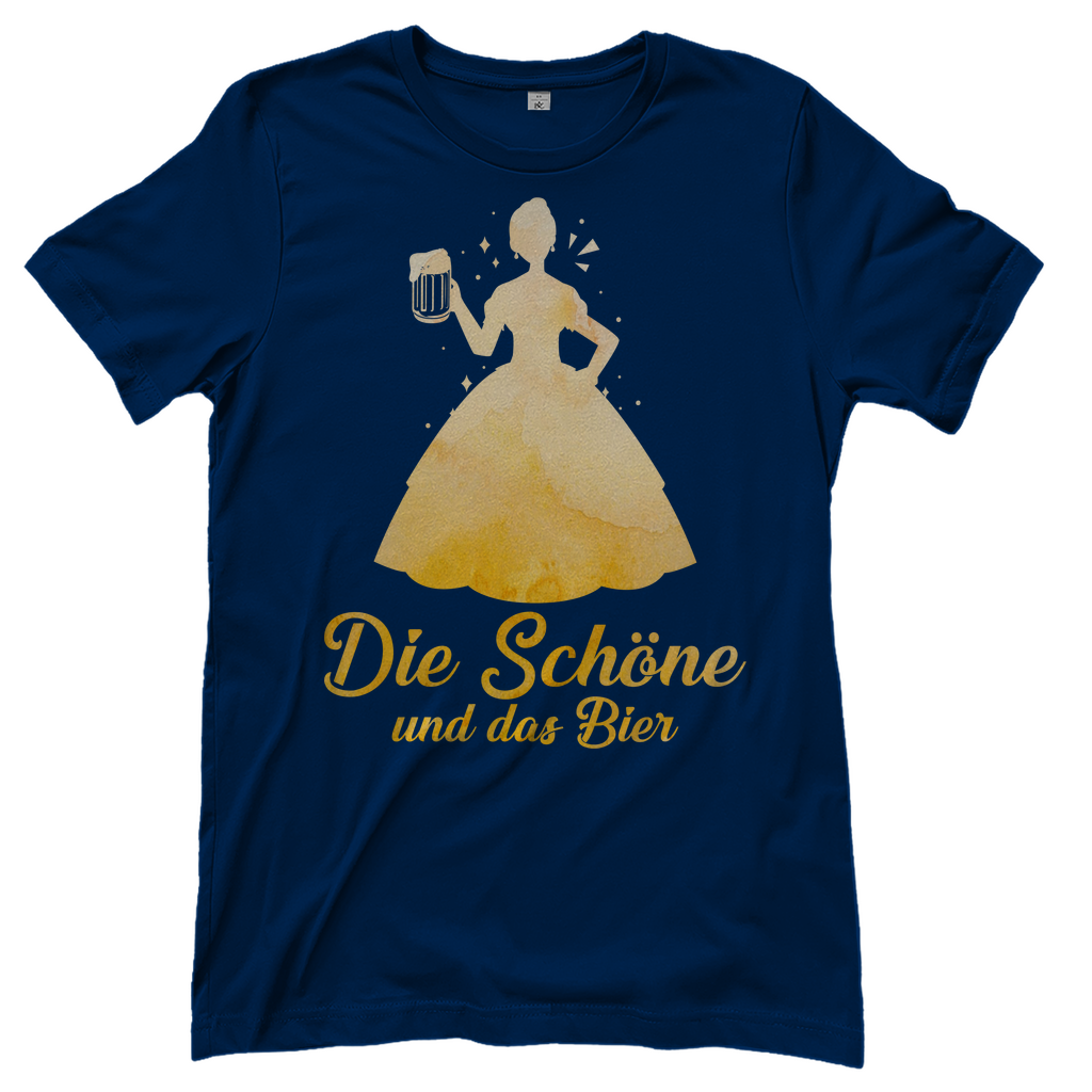 Die schöne und das Bier - Prinzessin Aquarell - Damenshirt Navy