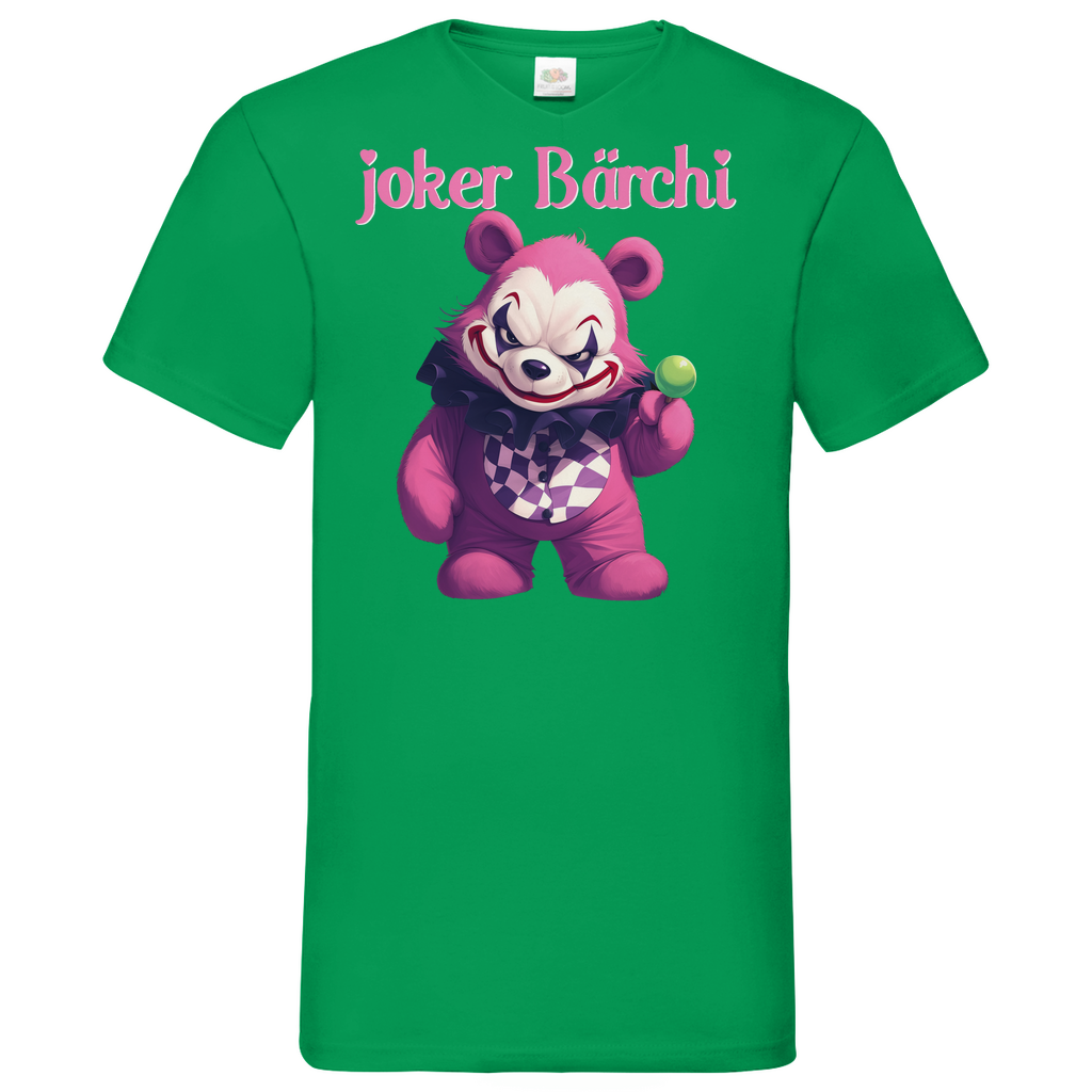 Joker Bärchi - Glücksbärchi - Herren V-Neck Shirt Kelly Green