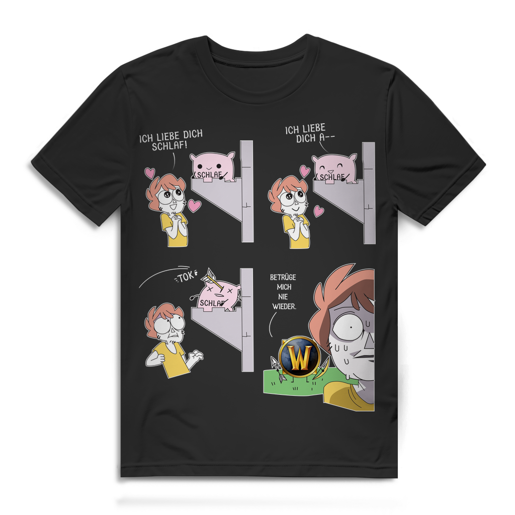 MMORPG Schlaf Shirt – Gaming über alles Comic Stil für WoW Fans Männer Black