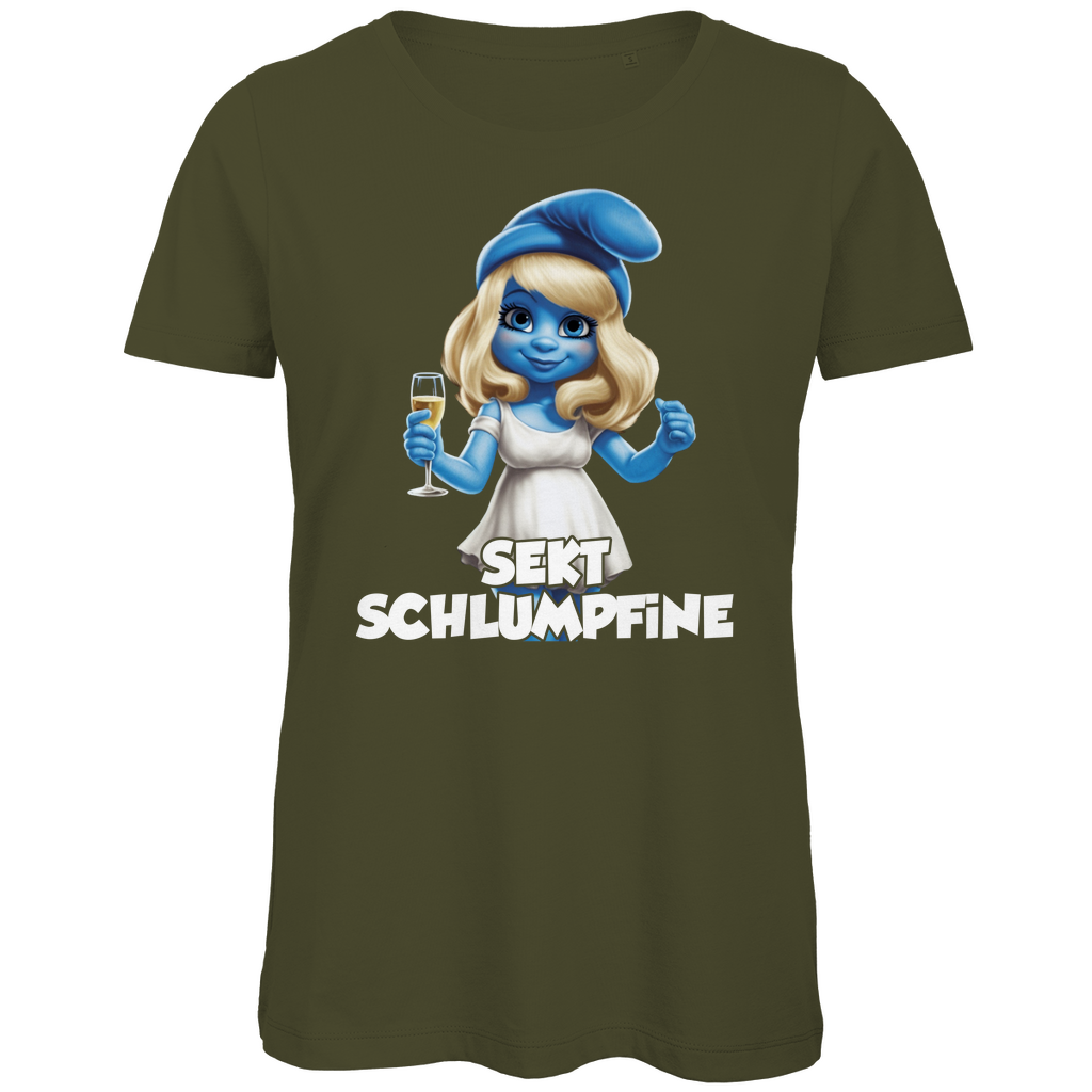 Sekt Schlumpfine Grafik - Damen Premium Bio T-Shirt Khaki