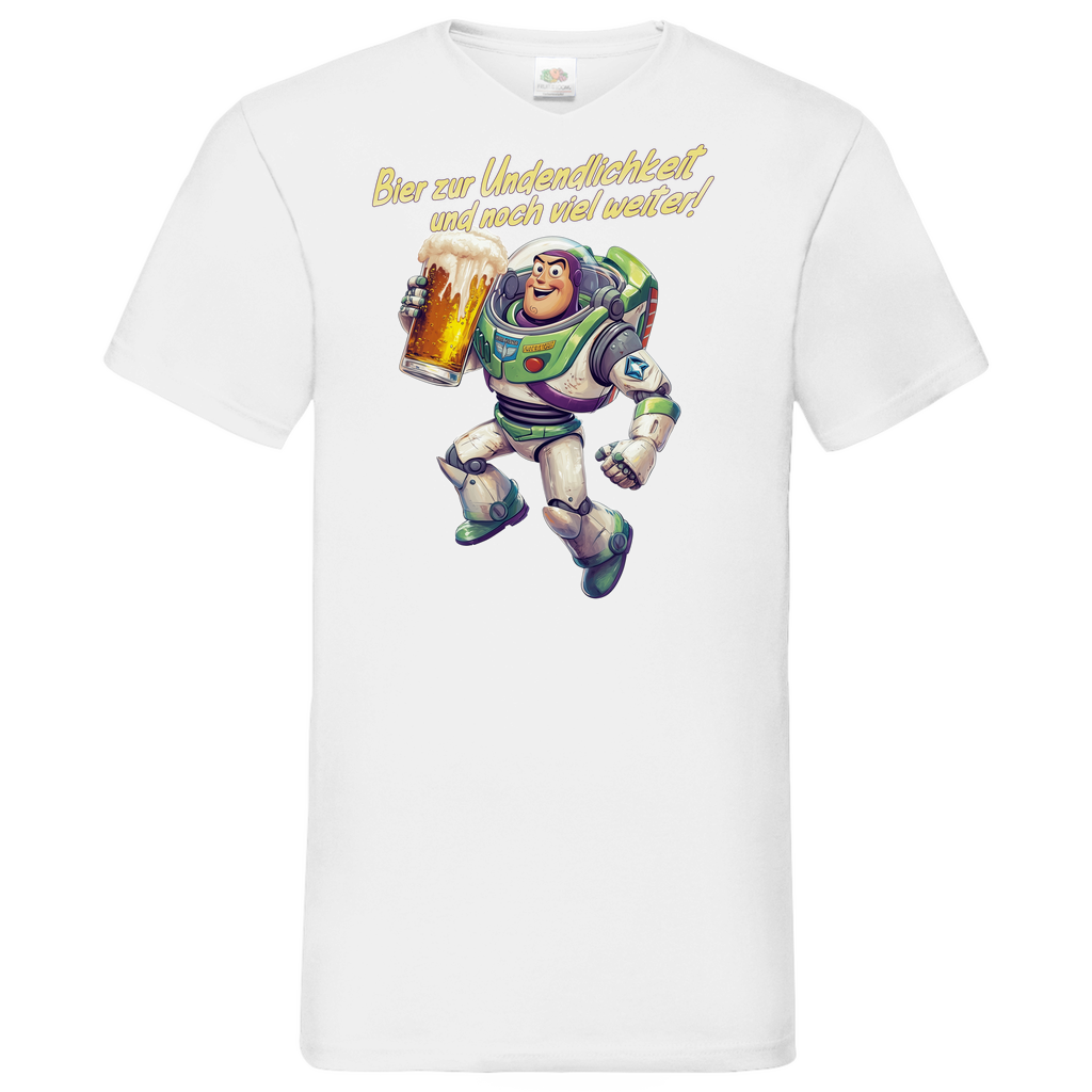 Bier zur Unendlichkeit und noch viel weiter - Buzz Lightyear Toy Story - Herren V-Neck Shirt White