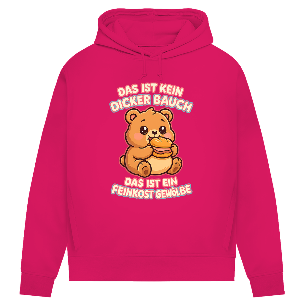 Damen Premium Bio Hoodie Das Ist Kein Dicker Bauch Das Ist Ein Feinkost Gewölbe Teddybär Magenta Pink