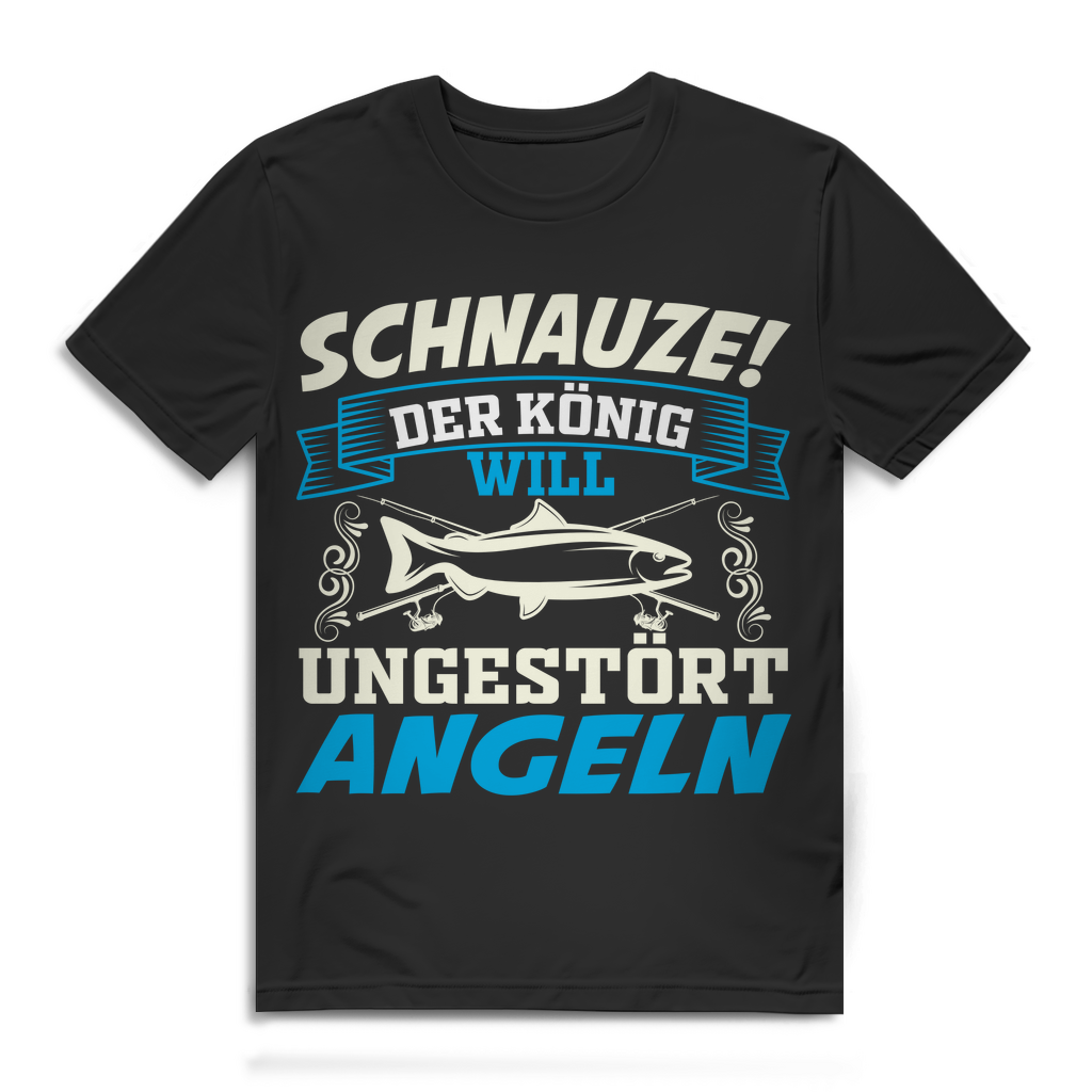 Herren T-Shirt – Schnauze der König will ungestört angeln – Angler Spruchshirt