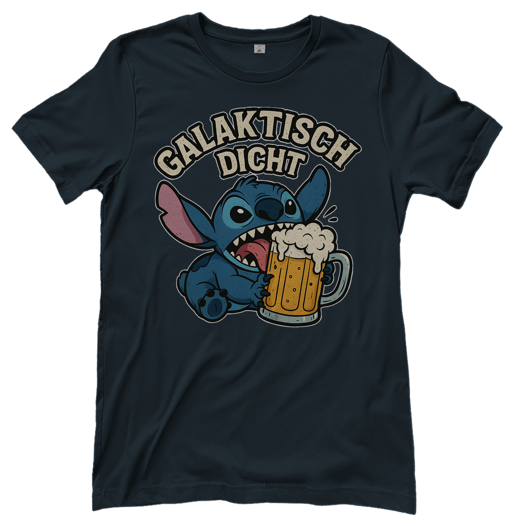Stitch Galaktisch Dicht Bier Alien - Damen T-Shirt Dark Grey Solid