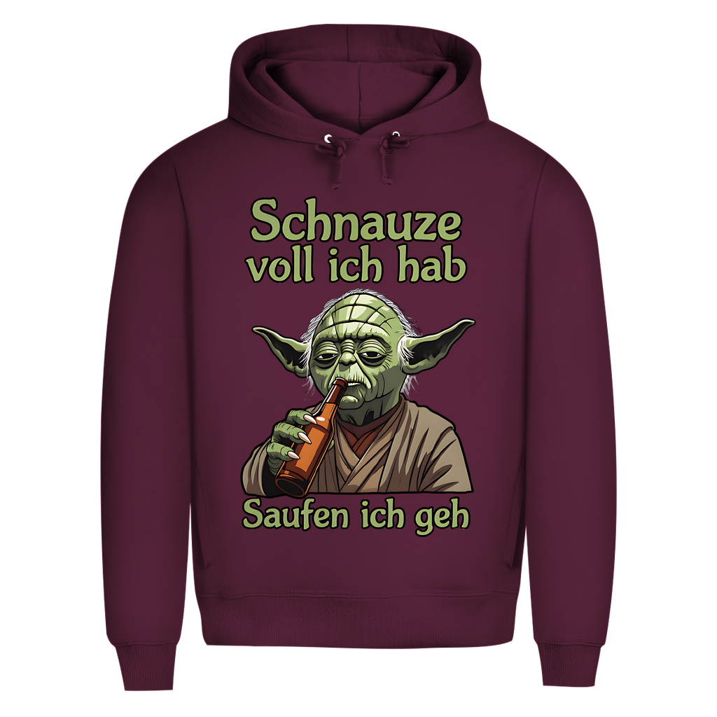Herren Premium Bio Hoodie Yoda Schnauze Voll Ich Hab Saufen Ich Geh Burgundy