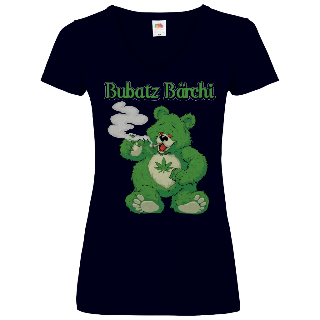Bubatz Bärchi - Glücksbärchi - V-Neck Damenshirt Deep Navy