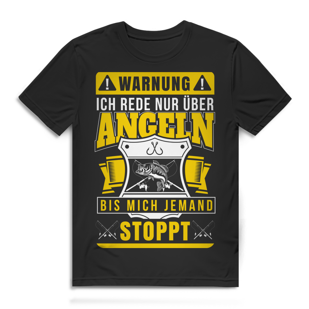 Lustiges Angler Shirt Männer – Warnung ich rede nur über Angeln T-Shirt Black