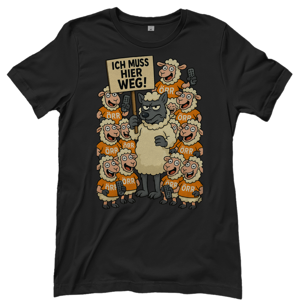 Wolf unter Schlafschafen ich muss hier weg - Damen T-Shirt Black