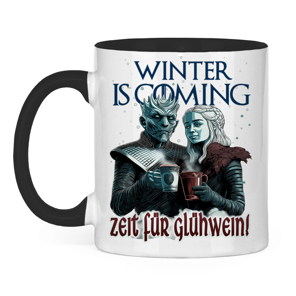 Winter is coming - Zeit für Glühwein - Tasse zweifarbig Black