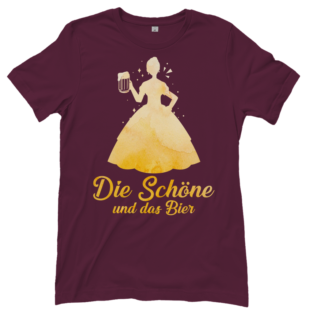 Die schöne und das Bier - Prinzessin Aquarell - Damenshirt Burgundy