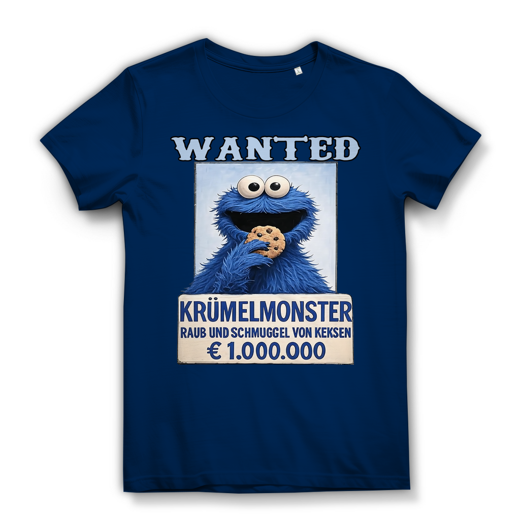 Wanted Krümelmonster Raub und Schmuggel von Keksen - Damen Premium Bio T-Shirt Navy
