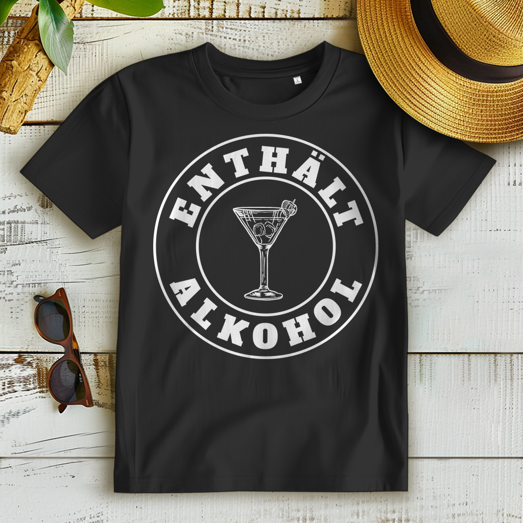 Warnung Enthält Alkohol – Damen Funshirt mit Glas Motiv für Feiern & Club