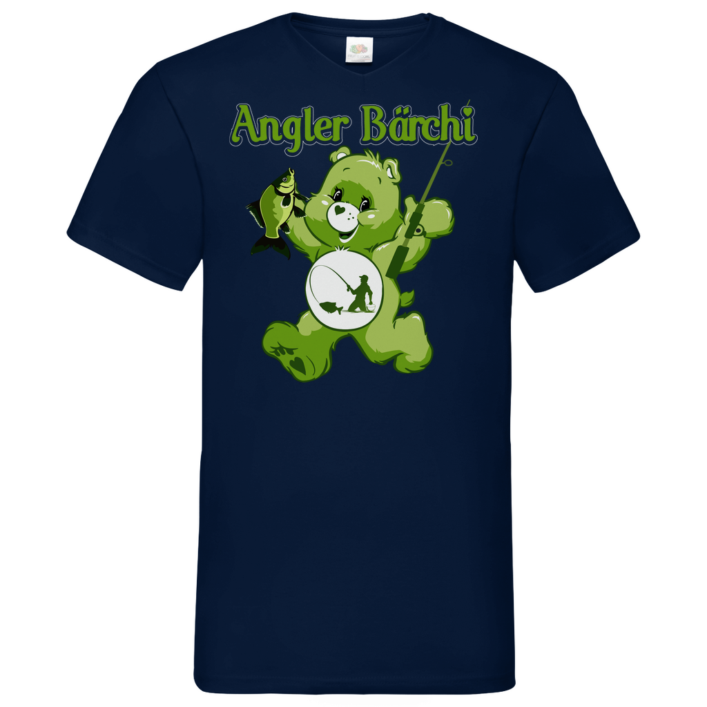 Angler Bärchi - Glücksbärchi - Herren V-Neck Shirt Navy