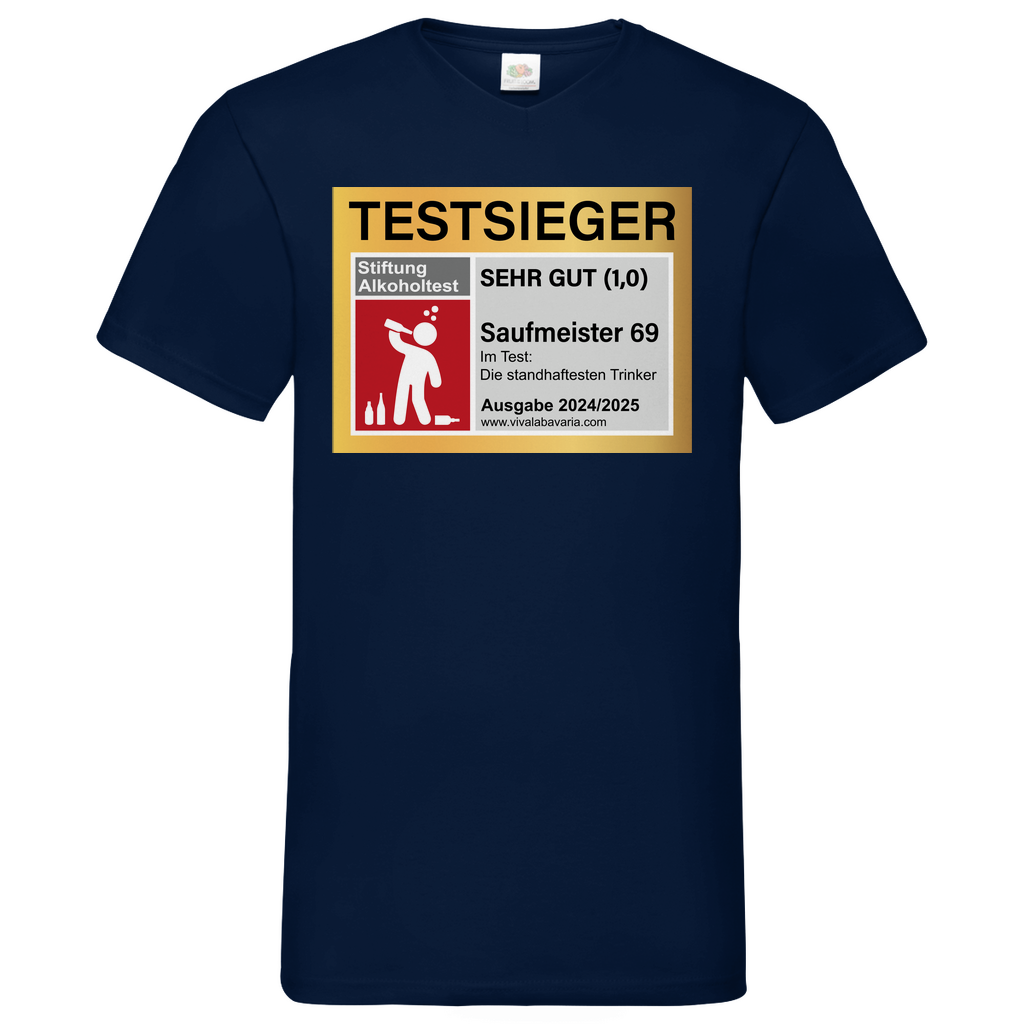 Testsieger Saufmeister 69 - Herren V-Neck Shirt Navy
