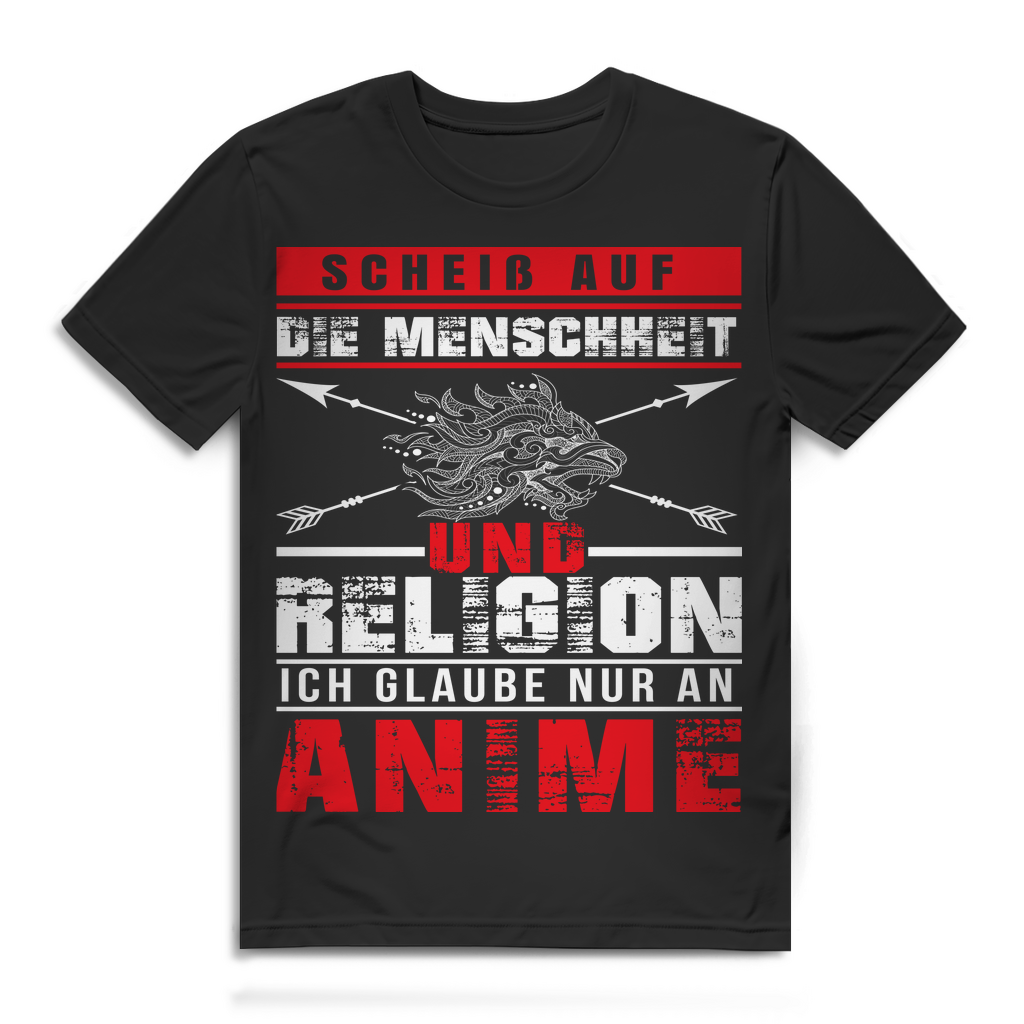 Anime Fan Shirt Männer – Anime statt Menschheit & Religion – Japan Geschenkidee Black