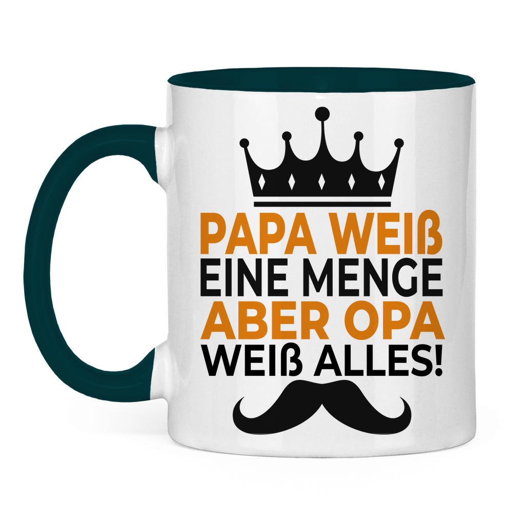 Papa weiß eine menge aber Opa weiß alles - Tasse zweifarbig Petrol