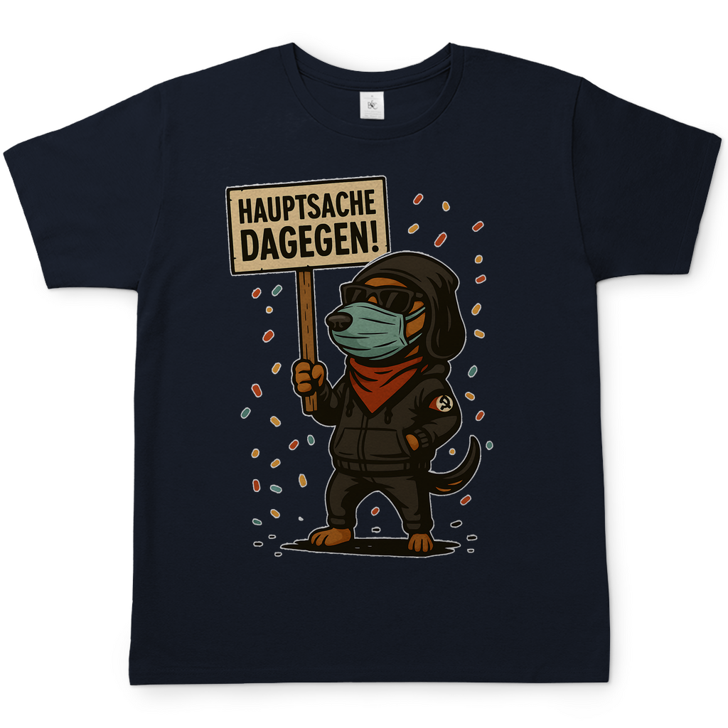 Hauptsache Dagegen Protest Dackel Hunde - Herren T-Shirt Navy