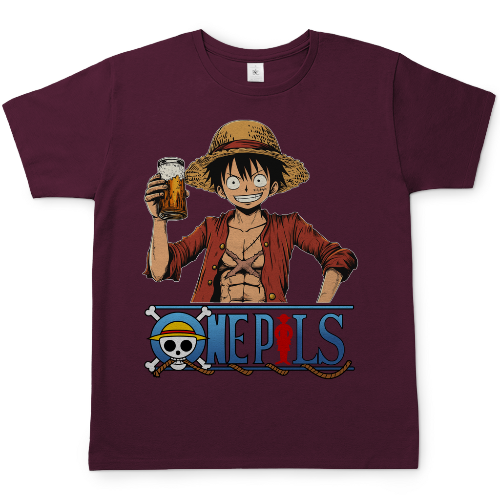 One Pils - One Piece Ruffy - Herren Shirt Burgundy
