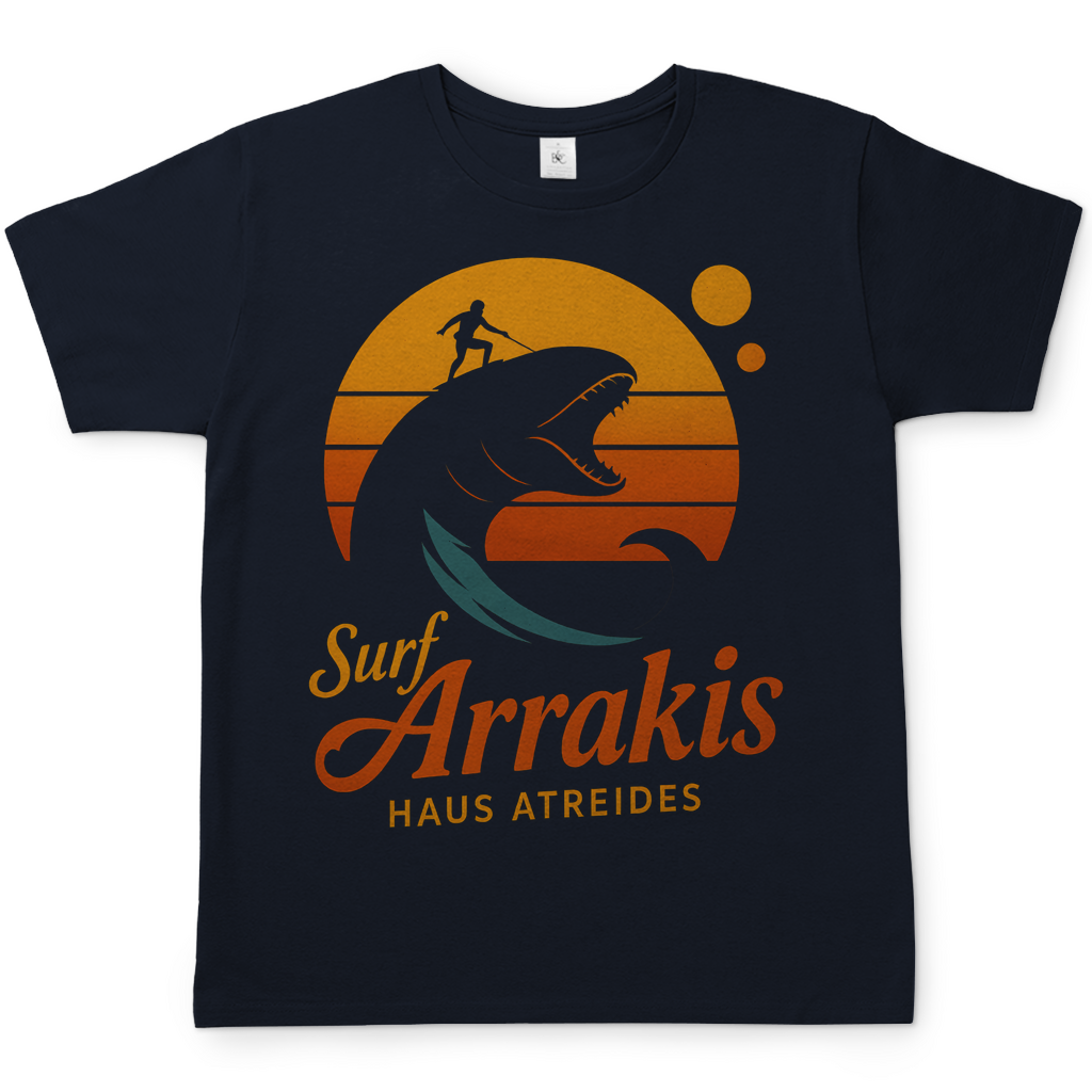 Surf Arrakis Sandwurm Retro Vintage Dune Haus Atreides - Herren T-Shirt Navy