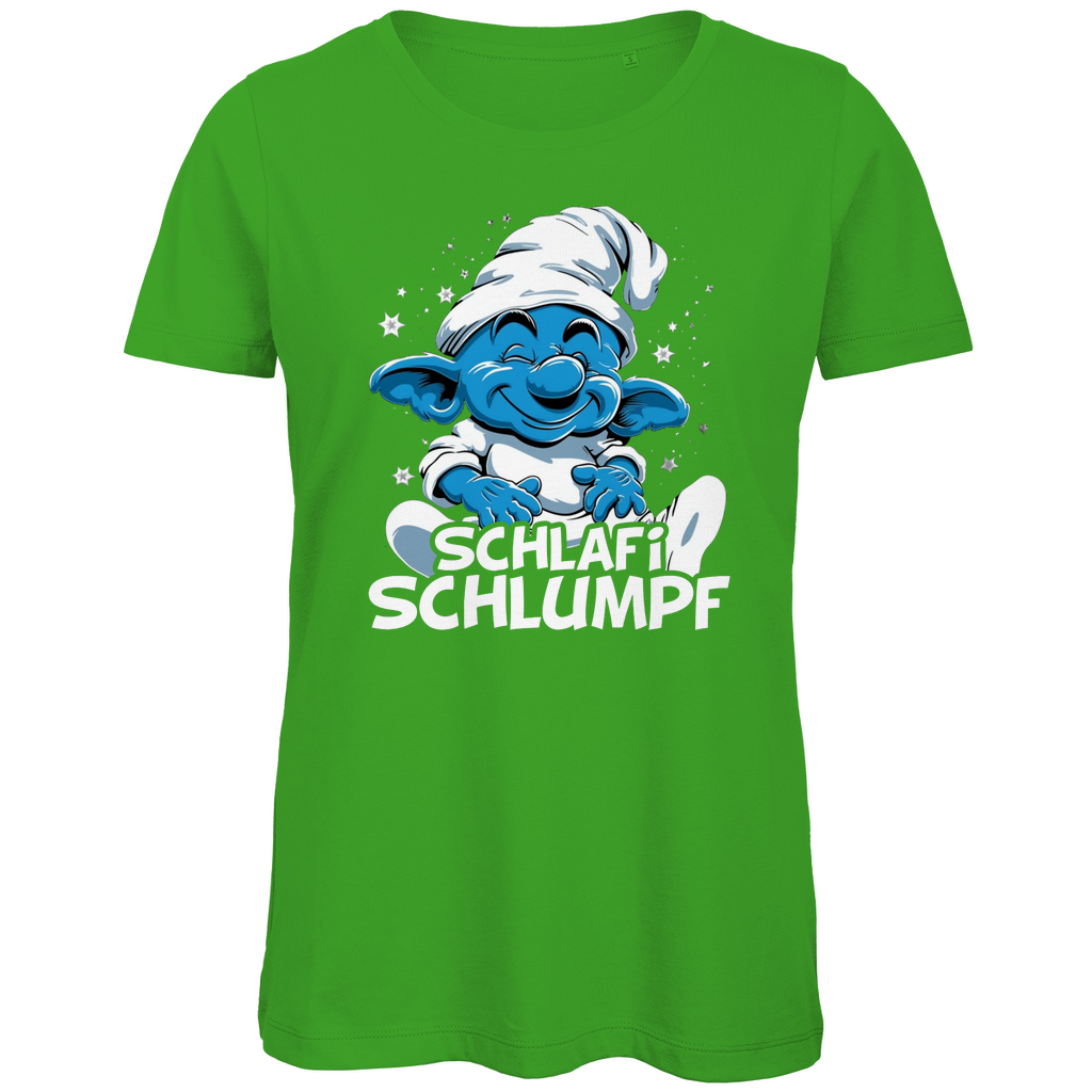 Schlafi Schlumpf Grafik - Damen Premium Bio T-Shirt Real Green
