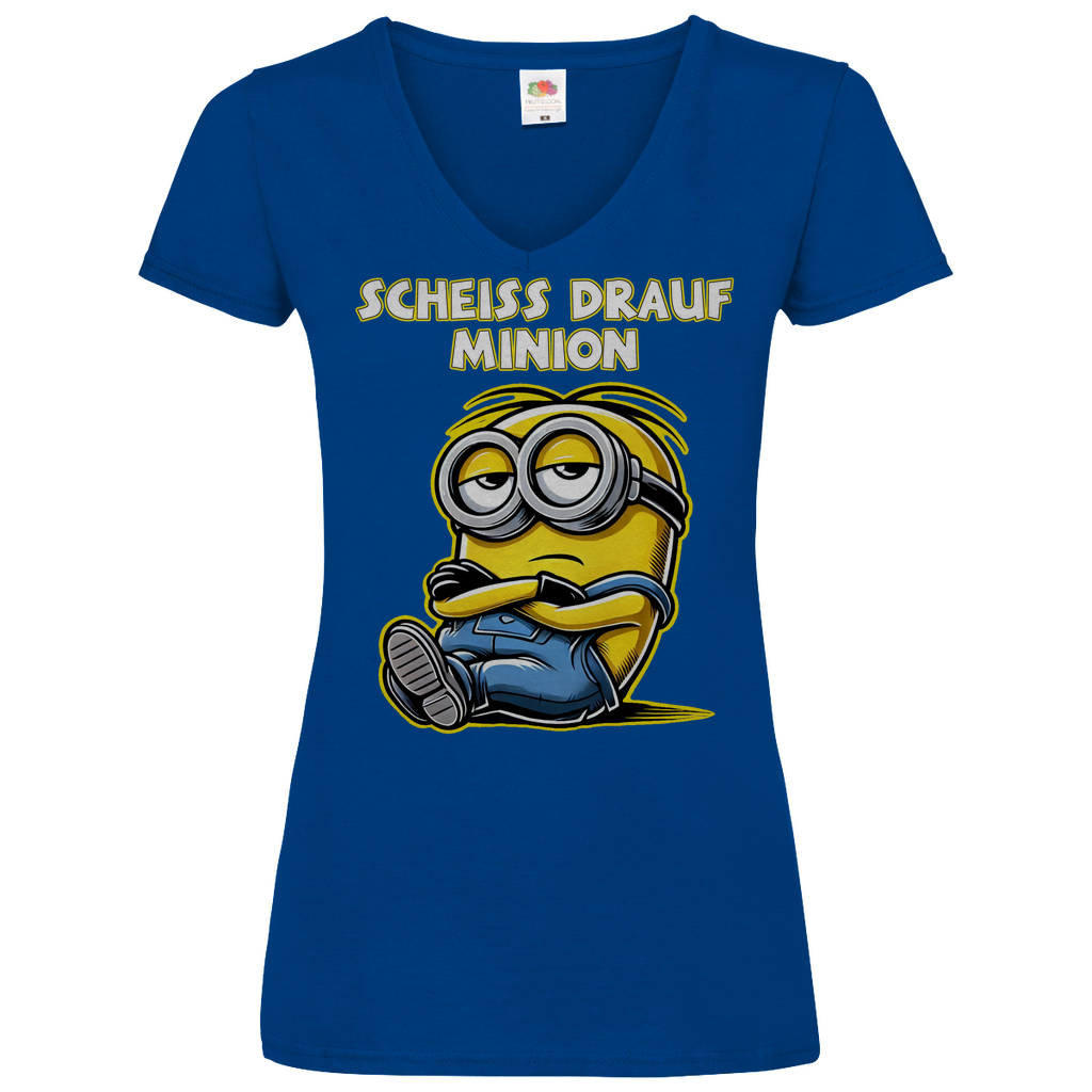 Scheiss drauf Minion - V-Neck Damenshirt