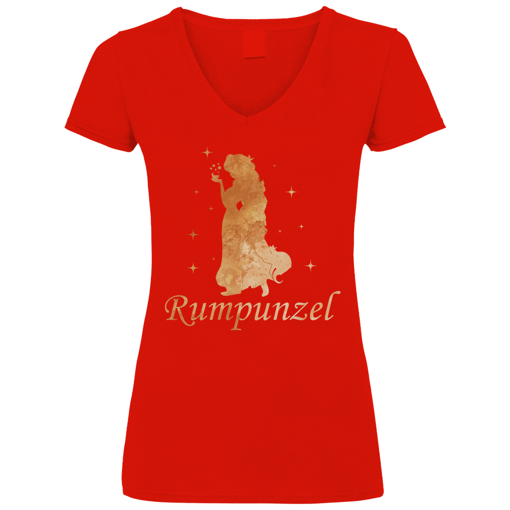 Rumpunzel - Prinzessin Aquarell - V-Neck Damenshirt