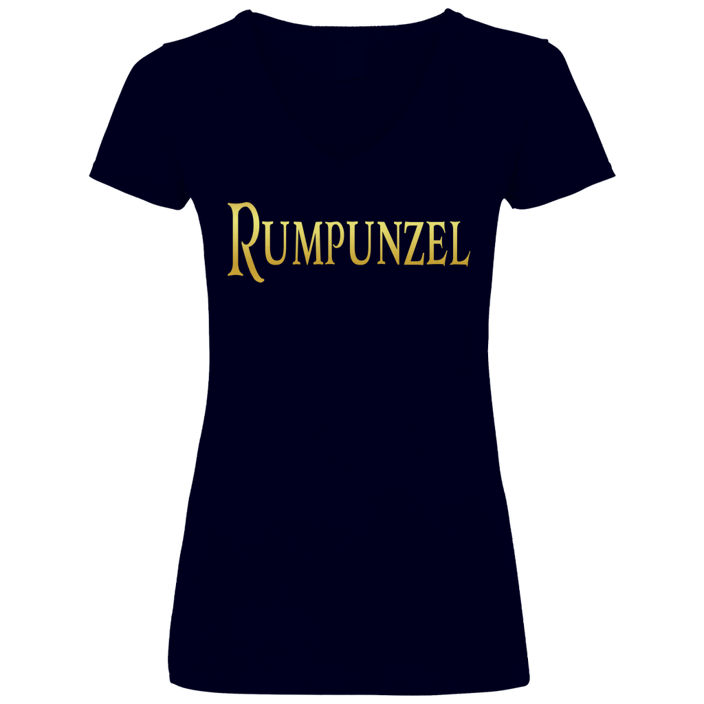 Rumpunzel - Prinzessin Gold - V-Neck Damenshirt Deep Navy