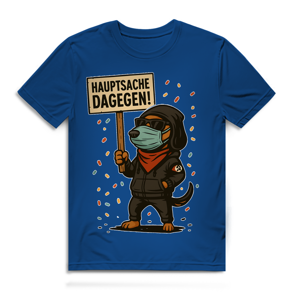 Hauptsache Dagegen Protest Dackel Hunde - Herren Premium Bio T-Shirt Royal Blue