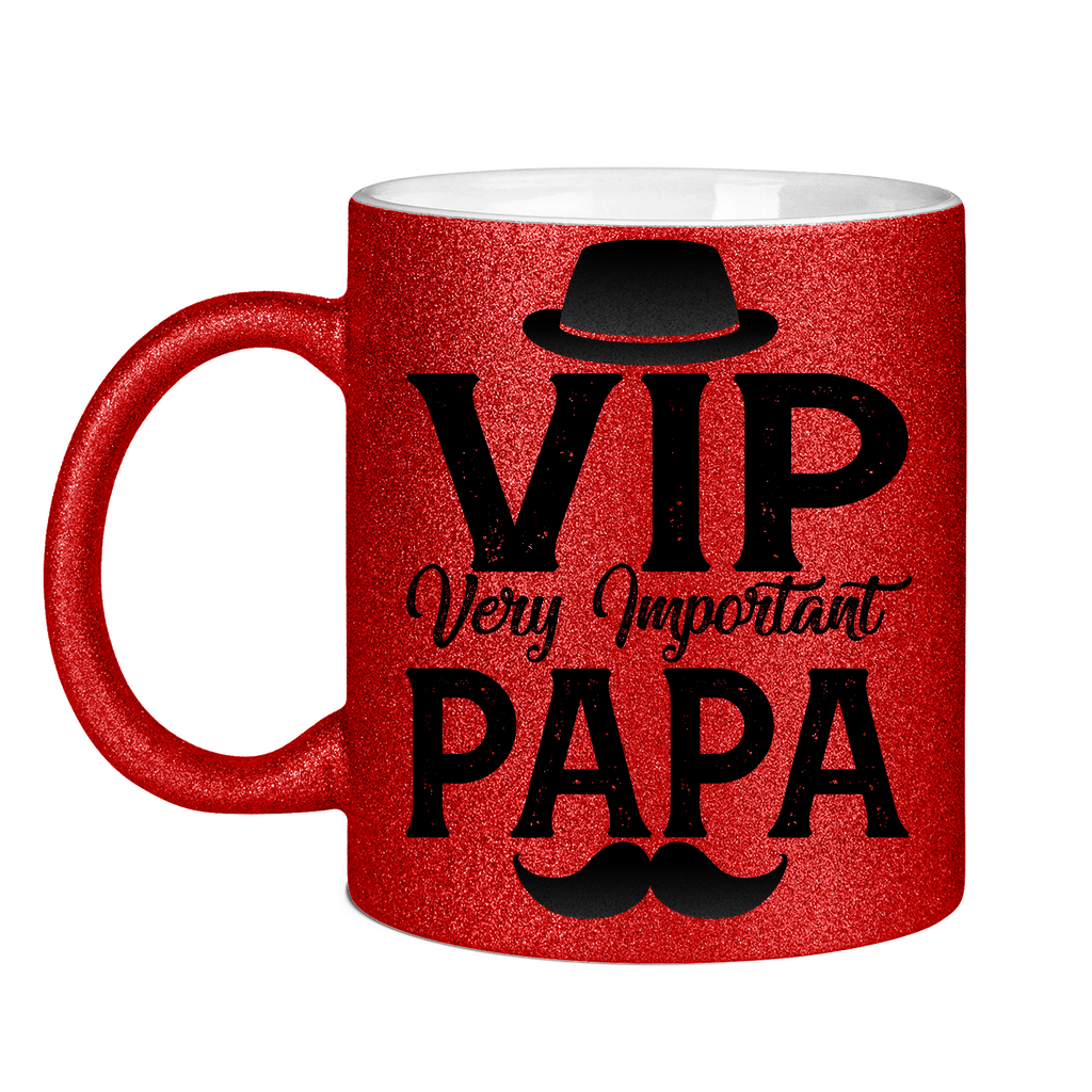 VIP very important Papa - Glitzertasse Red Glitter One size