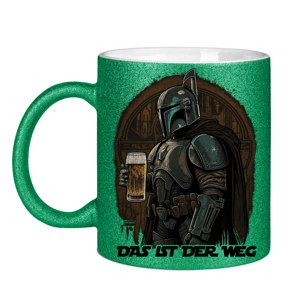 Das ist der Weg Mandalorianer Bier - Glitzertasse Green Glitter