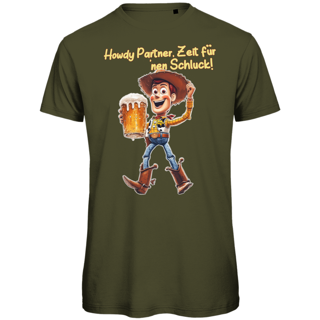 Howdy Partner Zeit für nen Schluck - Woody Toy Story - Herren Premium Bio T-Shirt Khaki
