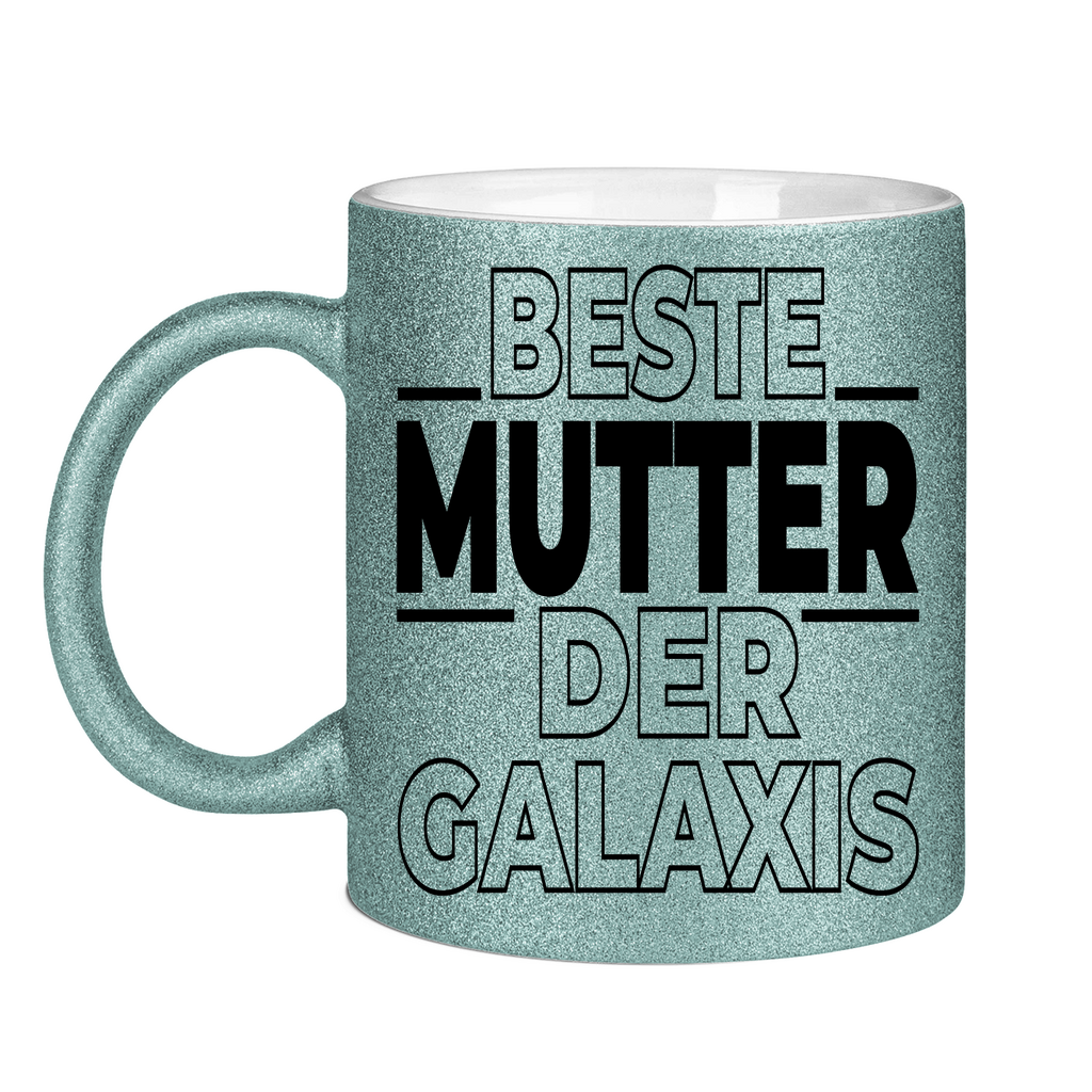 Beste Mutter der Galaxis - Glitzertasse Light Blue Glitter One size