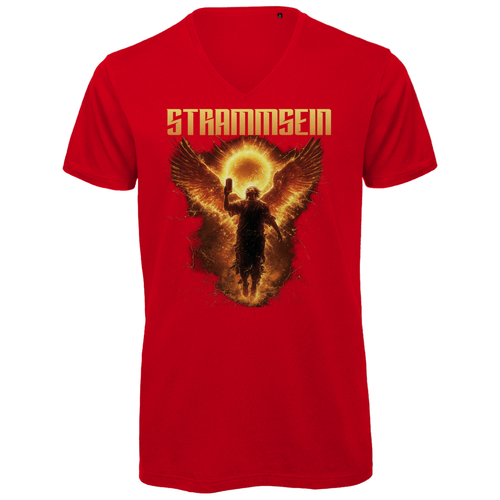 Strammsein Du Ich Wir Bier - Herren Premium Bio V-Neck T-Shirt Red