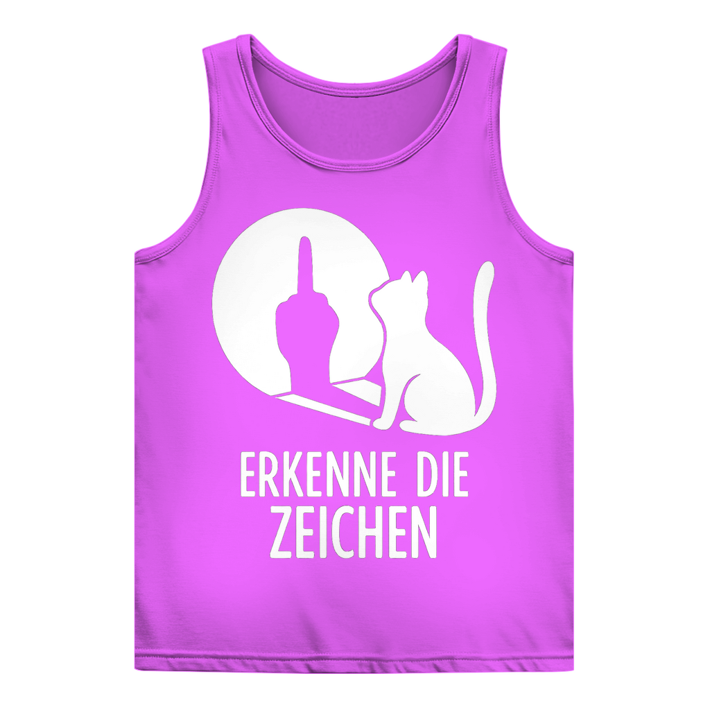 Damen Basic Tank Top Erkenne Die Zeichen Katze Mittelfinger