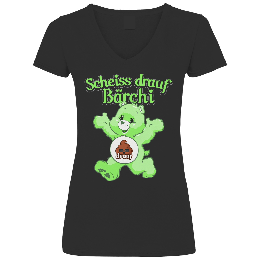 Scheiss drauf Bärchi - Glücksbärchi - V-Neck Damenshirt Black