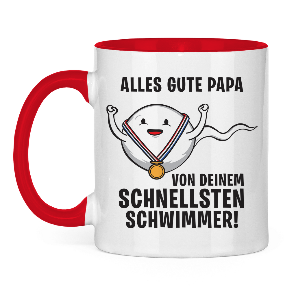 Alles gute Papa von deinem schnellsten Schwimmer! - Tasse zweifarbig Red
