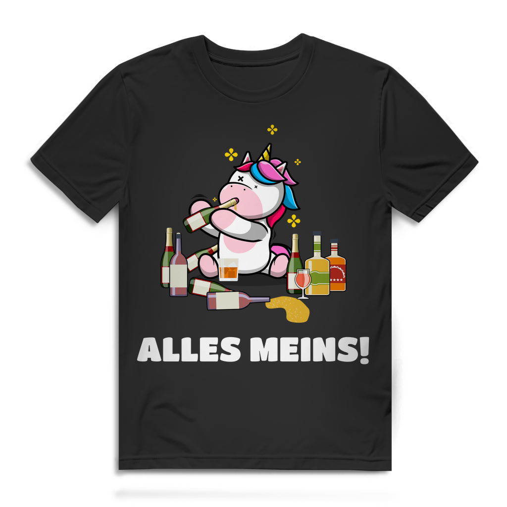 Einhorn T Shirt Alles meins Herren Funshirt witziges Alkohol Motiv Sauf Spruch Black