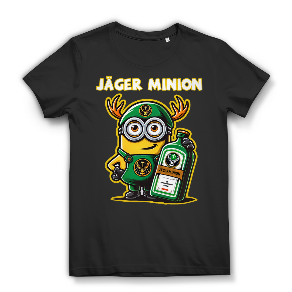 Minion Jägermeister Damen T-Shirt – Bio Baumwolle, Schwarz, Lustiges Motiv