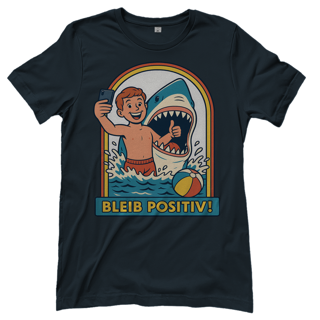 Bleib Positiv Hai Selfie Retro - Damen T-Shirt Dark Grey Solid