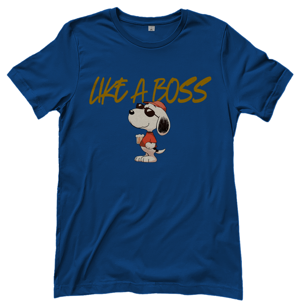 Peanuts Snoopy mit Bier Like a Boss - Damenshirt Royal Blue